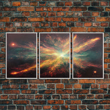 Carregar imagem no visualizador da galeria, Galaxy Full of Stars, Pixel Space Art, Pixel Art, 3 piece wall art, 3 piece canvas, unique colorful living room wall art
