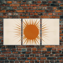 Load image into Gallery viewer, 3 Piece Framed Canvas Wall Art Sun With Rays, Mid Century Modern, Art Deco, Retro Wall Art, Shabby Chic Boho Wall Art for Bedroom
