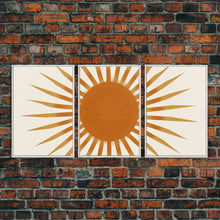Carregar imagem no visualizador da galeria, Glamorous Sunburst Wall Art, Art Deco, Framed Canvas Print, Starburst Print, Atomic Age Art, Gold Sun Art, Wall Decor, Home Decor

