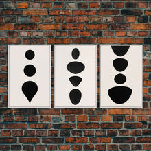 Load image into Gallery viewer, 3 Piece Framed Canvas Wall Art Abstract Geometric Shapes, Triptych Wall Decor, Cool Kitchen Art, Above Sofa Art, Unique Art
