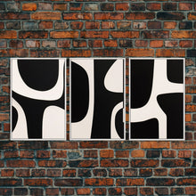Load image into Gallery viewer, 3 Piece Framed Canvas Wall Art Abstract Geometric Shapes, Triptych Wall Decor, Cool Kitchen Art, Above Sofa Art, Unique Art, Abstract Decor
