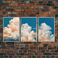 Cargar imagen en el visor de la galería, Cloud Wall Art Triptych 3 Piece Set Blue Wall Art Abstract Art Print Minimalist Wall Art Indigo Art Maximalist Deco Sky Wall Art Sky Print
