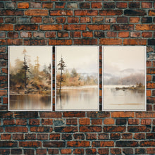 Carregar imagem no visualizador da galeria, Beautiful 3 Piece Wall Art Canvas Print Set, Landscape Painting, Living Room Decor, Office Art, Wall Decor, Landscape Moody Landscape
