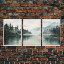 Load image into Gallery viewer, 3 Piece Triptych Canvas Print Set, Oil Painting Landscape Painting, Tropical River Scene, Minimalist Boho Decor
