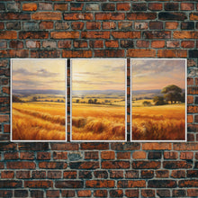 Load image into Gallery viewer, Countryside Wall Art, Wheat Field Art Print, Landscape Wall Art, Countryside Art, Canvas Print, Wall Art, 3 Piece Wall Art, Dorm Room Art
