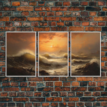 Cargar imagen en el visor de la galería, Beneath The Roaring Sea, Seascape Painting, 3 Piece Set, Framed Canvas Print, Cool Wall Art, Office Decor, Above Sofa Art
