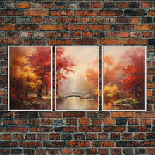 Carregar imagem no visualizador da galeria, Fall Decor, 3 Piece Wall Art Set, Autumn Forest Oil Painting Canvas Prints, Fall Decorations, Halloween Art, Fall Forest Landscape Painting
