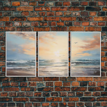 Carregar imagem no visualizador da galeria, Beach Wall Art, Seascape Print, Sunset Wall Art, Canvas Print, Wall Art, 3 Piece Wall Art, Beach House Wall Decor, Home Office Art, RV Decor

