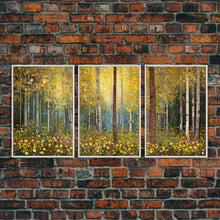 Carregar imagem no visualizador da galeria, Forest Wall Art, Trees Art Print, Wildflower Wall Art, Canvas Print, Wall Art, 3 Piece Wall Art, Birthday Gift, Farmhouse Wall Art, RV Decor
