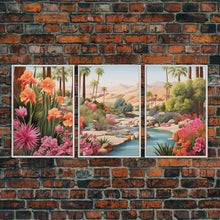 Carregar imagem no visualizador da galeria, Floral Art Print, Palm Trees Art, Desert Wall Art, Mountain Art, Canvas Print, Wall Art, 3 Piece Wall Art, Gift For Coworker, Western Decor
