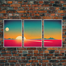 Carregar imagem no visualizador da galeria, Art Deco Sunset, 3 Piece Wall Art, Ready To Hang Canvas Print, Cool Unique Living Room Wall Art Decor
