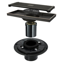 Load image into Gallery viewer, Oil rubbered bronze brass shower drain 4 or 8 inch  with ABS base
