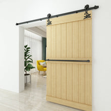 Load image into Gallery viewer, Non-Bypass Sliding Barn Door Hardware Kit - Flower Design Roller
