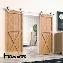 Carregar imagem no visualizador da galeria, Non-Bypass Sliding Barn Door Hardware Kit - Diamond Design Roller - Silver Finish
