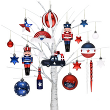 Carregar imagem no visualizador da galeria, USA Flag Inspired Patriotic Ornament Set, 70pc Red White Blue Baubles
