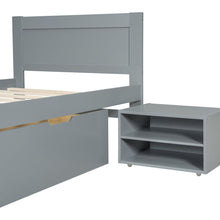 Load image into Gallery viewer, Twin Size Platform Bed With Drawer And Two Shelves, Gray
