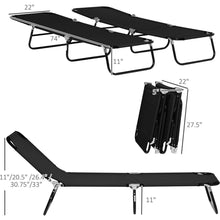 Load image into Gallery viewer, 2 Piece Folding Chaise Lounge Pool Chairs, Outdoor Sun Tanning Chairs with 5-Level Reclining Back, Steel Frame for Beach, Yard, Patio, Black

