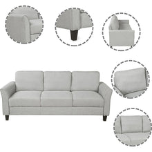 Cargar imagen en el visor de la galería, 3-Seat Sofa Living Room Linen Fabric Sofa (Light Gray)
