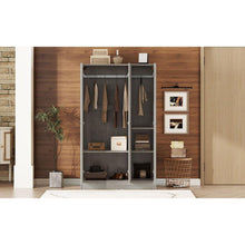 Carregar imagem no visualizador da galeria, 3-Door Shutter Wardrobe with shelves, Gray
