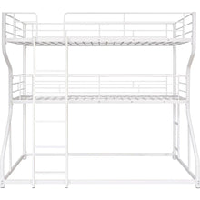 Carregar imagem no visualizador da galeria, Full XL over Twin XL over Queen Size Triple Bunk Bed with Long and Short Ladder,White

