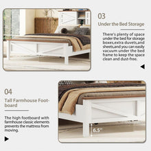 Carregar imagem no visualizador da galeria, 3-Pieces Bedroom Sets Queen Size Farmhouse Platform Bed with Double Sliding Door Storage Headboard, Storage Nightstand and Dresser, White+Brown
