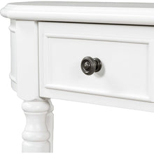 Load image into Gallery viewer, Retro Circular Curved Design Console Table with Open Style Shelf Solid Wooden Frame and Legs Two Top Drawers (White
