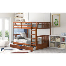 Carregar imagem no visualizador da galeria, Full-Over-Full Bunk Bed with Ladders and Two Storage Drawers (Walnut)
