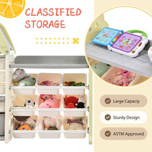 Load image into Gallery viewer, Kids Bookshelf Toy Storage Organizer with 17 Bins and 5 Bookshelves, Multi-functional Nursery Organizer Kids Furniture Set Toy Storage Cabinet Unit with HDPE Shelf and Bins
