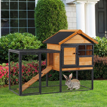 Load image into Gallery viewer, 2-Level Rabbit Hutch Bunny House with Weatherproof Asphalt Roof, Removable Tray and Ramp for Outdoor

