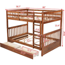 Carregar imagem no visualizador da galeria, Full-Over-Full Bunk Bed with Ladders and Two Storage Drawers (Walnut)
