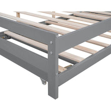Load image into Gallery viewer, Full Size Platform Bed with Adjustable Trundle, Gray
