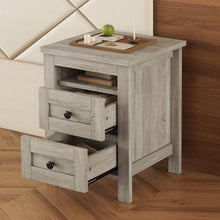 Load image into Gallery viewer, 2-Drawer Farmhouse Wooden Nightstand with Well-proportioned Design and Sleek Lines, Wood Side Table with Storage Cabinet for Bedroom, Antique Gray
