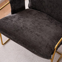 Carregar imagem no visualizador da galeria, 2 Sets 1 Case, Upholstered Hanging Armchair with Arm PocketsMetal frame, gold-plated craftsmanship, crushed foam cushions and skin-friendly woven fabric for living room and bedroom. Dark Gray
