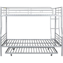 Load image into Gallery viewer, Full XL Over Queen Metal Bunk Bed with Trundle, Silver
