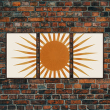 Carregar imagem no visualizador da galeria, Glamorous Sunburst Wall Art, Art Deco, Framed Canvas Print, Starburst Print, Atomic Age Art, Gold Sun Art, Wall Decor, Home Decor
