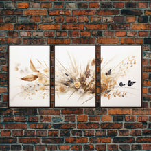 Carregar imagem no visualizador da galeria, Boho Style Minimalist Farmhouse 3 Piece Wall Art, White Background Wildflowers, Botanical Floral Art, Rustic Chic Decor
