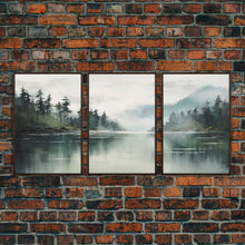 Load image into Gallery viewer, 3 Piece Triptych Canvas Print Set, Oil Painting Landscape Painting, Tropical River Scene, Minimalist Boho Decor
