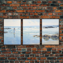Load image into Gallery viewer, framed ocean art | beach wall art | framed wall art | living room wall decor | abstract landscape art | 3 Piece Art | Triptych Painting
