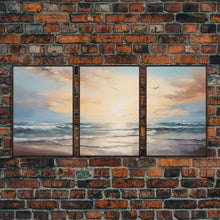 Carregar imagem no visualizador da galeria, Beach Wall Art, Seascape Print, Sunset Wall Art, Canvas Print, Wall Art, 3 Piece Wall Art, Beach House Wall Decor, Home Office Art, RV Decor
