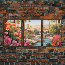 Carregar imagem no visualizador da galeria, Floral Art Print, Palm Trees Art, Desert Wall Art, Mountain Art, Canvas Print, Wall Art, 3 Piece Wall Art, Gift For Coworker, Western Decor
