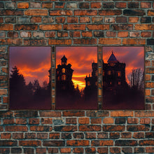 Carregar imagem no visualizador da galeria, 3 Piece Canvas Wall Decor, Ready To Hang Canvas Prints, Victorian Style Haunted House, Spooky Halloween Wall Art Decor
