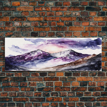 Load image into Gallery viewer, Framed Canvas Print of Majestic Mountain Landscape | Vibrant Hues | Watercolor Painting | Ready-to-Hang | Home Decor

