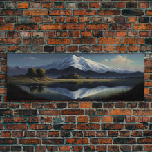 Cargar imagen en el visor de la galería, Contemporary Mountain Oil Painting Framed Canvas Print | Huge Wall Decor | Panoramic Nature / Landscape Painting | Wood Frame Art
