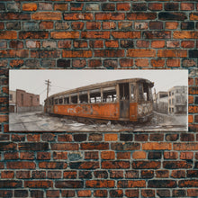 Carregar imagem no visualizador da galeria, Abandoned Orange Train, Graffiti Art, Urban Art Print, Street Art, Wall Decor, Large Canvas Print, Panoramic, Wall Art, Canvas Print
