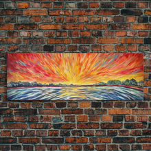 Carregar imagem no visualizador da galeria, Abstract Beach Wall Art, Colorful Abstract Nature, Framed Abstract Print Art, Sunset, Beach, Vibrant Art, Panoramic, Wall Art, Canvas Print
