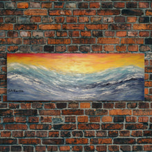 Carregar imagem no visualizador da galeria, Abstract Sea Wall Art, Vibrant Abstract, Framed Art, Sunset, Ocean, Abstract Nature, Textured Abstract, Panoramic, Wall Art, Canvas Print
