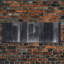 Carregar imagem no visualizador da galeria, Abstract Buildings Canvas Print, Urban Art, City Art, Cityscape, Skyline, Monochromatic, Wall Decor, Panoramic, Wall Art, Canvas Print

