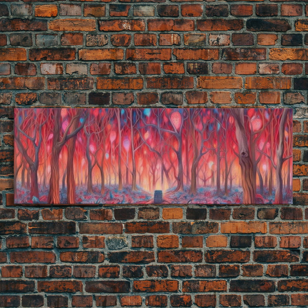 Enchanted Forest Art, Abstract Forest Art, Pink Forest, Pastel Wood, Wall Decor, Large Canvas Print, Panoramic, Wall Art, Canvas Print