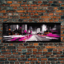Carregar imagem no visualizador da galeria, Abstract City Art Print, Abstract Framed Canvas Print, Skyscrapers, Urban Art Wall Decor, Wall Decor, Panoramic, Wall Art, Canvas Print
