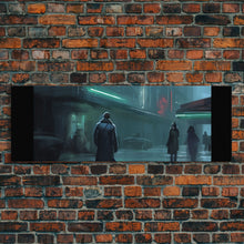 Cargar imagen en el visor de la galería, City Canvas Art Print, City Art, Dark Night Street Art, Urban Art, Neon Lights In City, Large Urban Art, Panoramic, Wall Art, Canvas Print
